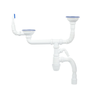 Сифон IDDIS для двойной мойки с выпуском 3 1/2 с переливом и отводом Kitchen Line S21UPS0i84