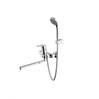 Смеситель для ванны с длинным изливом с аксессуарами Bravat Line F65299C-LB-RUS