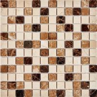 pixmosaic PIX 269 Emperador Dark, light, Crema Nova, чип 23x23 мм, сетка 305х305x6 мм, Полированная