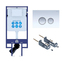 Инсталляция для унитаза Aquatek INS-0000020, кнопка смыва белая/хром + крепеж