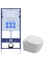 Комплект унитаз с инсталляцией и сиденьем микролифт Aquatek Сириус SET AQUATEK СИРИУС безободковый