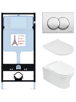 Комплект унитаз с инсталляцией и сиденьем микролифт Jacob Delafon Aleo E21731RU-CP безободковый