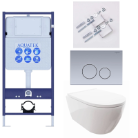 Комплект унитаз с инсталляцией, кнопкой и сиденьем Aquatek Поларис SET AQUATEK ПОЛАРИС-036 4в1