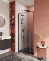 Душевая дверь в нишу Cezares Liner 90 см. профиль черный, стекло прозрачное
