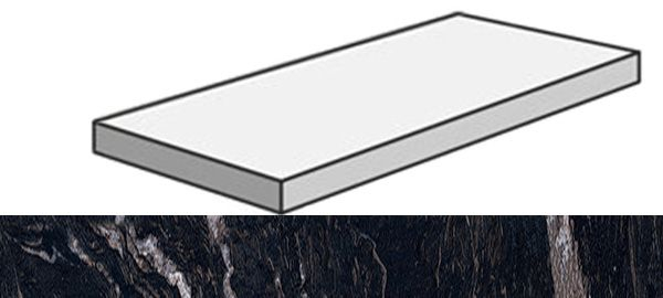 Угловая ступень SENSI GEMS ANG. TOP SX TITAN BLACK левая (PF60005661) 32x120x4.5x2 от ABK Ceramiche (Италия)