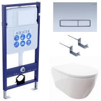 Комплект унитаз с инсталляцией, кнопкой и сиденьем микролифт Aquatek Поларис SET AQUATEK ПОЛАРИС-027 4в1