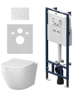 Комплект унитаз с инсталляцией, кнопкой и сиденьем микролифт AM.PM Like IS100101.801900 безободковый