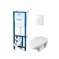Комплект унитаз с инсталляцией, кнопкой и сиденьем микролифт Santek Бореаль 1.WH50.1.544