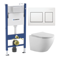 Комплект унитаз с инсталляцией с кнопкой микролифт Geberit Alpha 458.233.11.5 безободковый