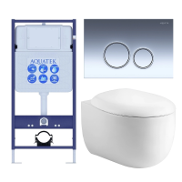 Комплект унитаз с инсталляцией, кнопкой и сиденьем микролифт Aquatek Альтаир SET AQUATEK АЛЬТАИР cm-018 4в1 безободковый