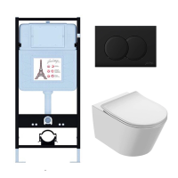 Комплект унитаз с инсталляцией, кнопкой и сиденьем Jacob Delafon Bastille EDAB103-BL