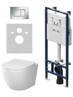 Комплект унитаз с инсталляцией, кнопкой и сиденьем микролифт AM.PM Like IS100251.801900 безободковый