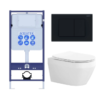 Комплект унитаз с инсталляцией с кнопкой Aquatek Лея SET AQUATEK ЛЕЯ-012 4в1 безободковый