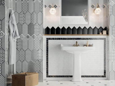 Вставка Келуш 1 грань черно-белый (TOC004) 9.8x9.8 от Kerama Marazzi (Россия)