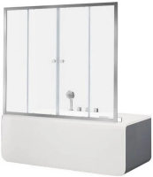 Шторка для ванны Aquanet Alfa 160 см. профиль хром, стекло прозрачное