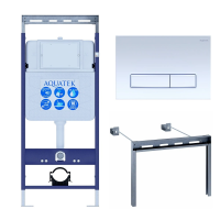 Инсталляция для унитаза Aquatek Slim INS-0000010, кнопка смыва белая + крепеж