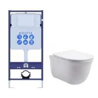 Комплект унитаз с инсталляцией и сиденьем микролифт Aquatek Классик SET AQUATEK КЛАССИК безободковый