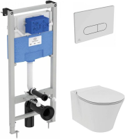Комплект унитаз с инсталляцией, кнопкой и сиденьем микролифт Ideal Standard Connect Air P212101 безободковый