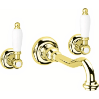 Смеситель Cezares First FIRST-BLS1-03/24-Bi для раковины встраиваемый золото ручки белые