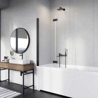 Шторка для ванны Radaway NES 100 см. профиль черный, стекло прозрачное