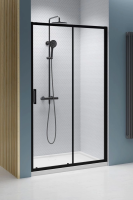 Душевая дверь в нишу Radaway Premium Pro 140 см. профиль черный, стекло прозрачное