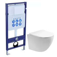 Комплект унитаз с инсталляцией и сиденьем микролифт Aquatek Европа SET AQUATEK ЕВРОПА cm безободковый