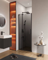 Душевая дверь в нишу Cezares Slider 80 см. профиль черный, стекло серое