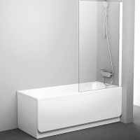 Шторка для ванны Ravak Pivot 80 см. профиль белый, стекло прозрачное