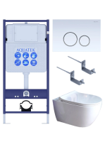 Комплект унитаз с инсталляцией, кнопкой и сиденьем микролифт Aquatek Поларис SET AQUATEK ПОЛАРИС-01-015 4в1 безободковый