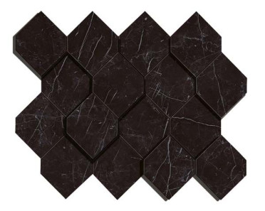 Мозаика керамогранит Marvel Stone Nero Marquina Mosaico Esagono 3D (AS4B) 28.2x35.3 от Atlas Concorde (Италия)
