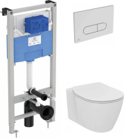 Комплект унитаз с инсталляцией, кнопкой и сиденьем микролифт Ideal Standard Connect P211601 безободковый