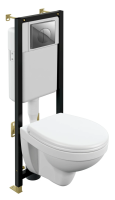 Комплект унитаз с инсталляцией, кнопкой и сиденьем микролифт Cersanit Delfi S-SET-DEL/Black/TPL/Cg-w