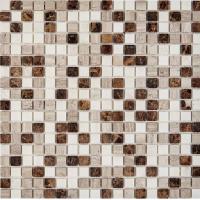 pixmosaic PIX 277 Emperador Dark, WhiteWooden, DolomitiBianco, чип15x15 мм, сетка 305х305x4мм, Полированная