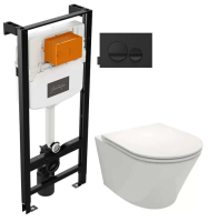 Комплект унитаз с инсталляцией, кнопкой и сиденьем микролифт Jacob Delafon Rodin+ E21748RU-00