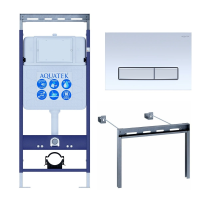 Инсталляция для унитаза Aquatek INS-0000010, кнопка смыва белая + крепеж