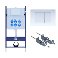 Инсталляция для унитаза Aquatek Easy Fix INS-0000014, кнопка смыва белая + крепеж