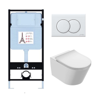 Комплект унитаз с инсталляцией, кнопкой и сиденьем Jacob Delafon Bastille EDAB103-00