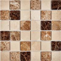 pixmosaic PIX 270 Emperador Dark, light, Crema Nova, чип 48x48 мм, сетка 305х305x6 мм, Полированная