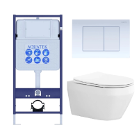 Комплект унитаз с инсталляцией с кнопкой Aquatek Лея SET AQUATEK ЛЕЯ-009 4в1 безободковый