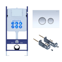 Инсталляция для унитаза Aquatek INS-0000014, кнопка смыва белая/хром + крепеж