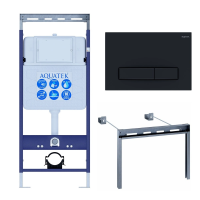 Инсталляция для унитаза Aquatek Slim INS-0000010, кнопка смыва черная + крепеж