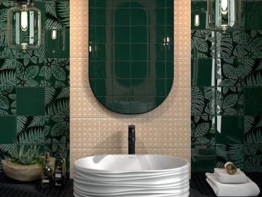 Декор Сантана 1 структура зеленый темный глянцевый (SFB001) 15x15x9 от Kerama Marazzi (Россия)