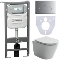 Комплект унитаз с инсталляцией, кнопкой и сиденьем Ceramica Nova Balearica CN6000_1001M_1000