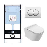 Комплект унитаз с инсталляцией, кнопкой и сиденьем Jacob Delafon Bastille EDAB103-CP
