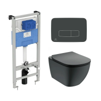 Комплект унитаз с инсталляцией, кнопкой и сиденьем микролифт Ideal Standard Tesi T3868V3/123A6 безободковый
