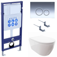 Комплект унитаз с инсталляцией, кнопкой и сиденьем микролифт Aquatek Поларис SET AQUATEK ПОЛАРИС-018 4в1