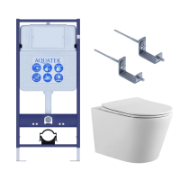 Комплект унитаз с инсталляцией и сиденьем микролифт Aquatek Вега Set AQUATEK ВЕГА-KKI2 безободковый