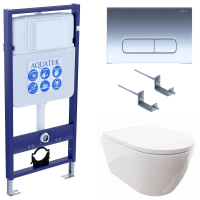 Комплект унитаз с инсталляцией, кнопкой и сиденьем микролифт Aquatek Поларис SET AQUATEK ПОЛАРИС-016 4в1