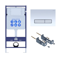 Инсталляция для унитаза Aquatek INS-0000012, кнопка смыва белая + крепеж