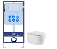Комплект унитаз с инсталляцией и сиденьем микролифт Aquatek Европа Set AQUATEK ЕВРОПА New cm безободковый